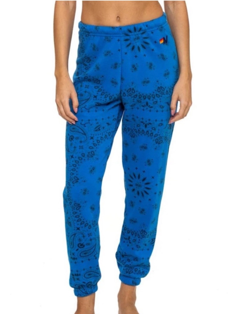 Aviator Nation Bandana Sweatpants Adventure Blue & Black Unisex Size X-Small